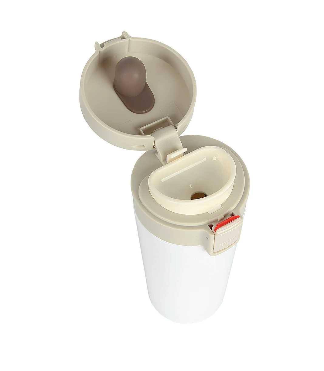 Tuş Mekanizmalı Beyaz Çelik Termos 350 ml