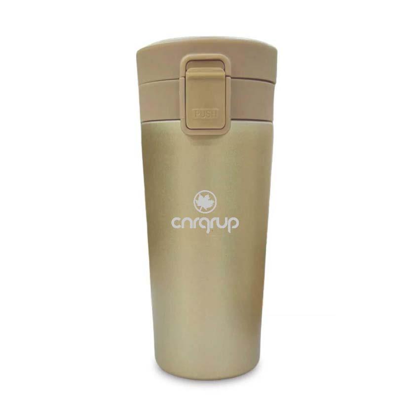 Tuş Mekanizmalı Gold Çelik Termos 350 ml