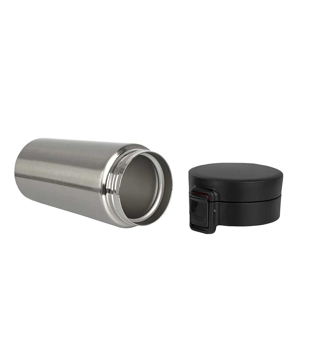 Tuş Mekanizmalı Gri Çelik Termos 350 ml