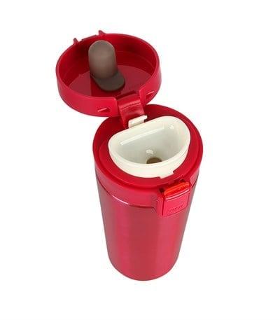 Tuş Mekanizmalı Kırmızı Çelik Termos 350 ml
