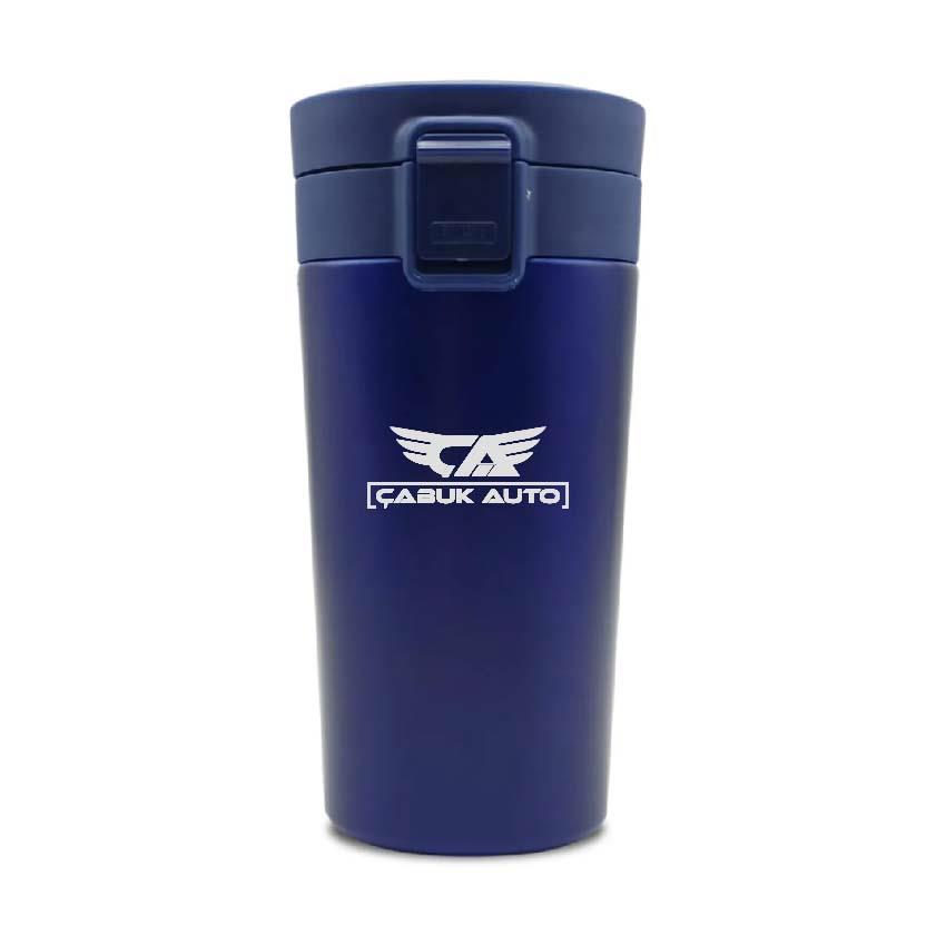 Tuş Mekanizmalı Lacivert Çelik Termos 350 ml