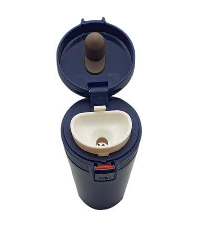 Tuş Mekanizmalı Lacivert Çelik Termos 350 ml