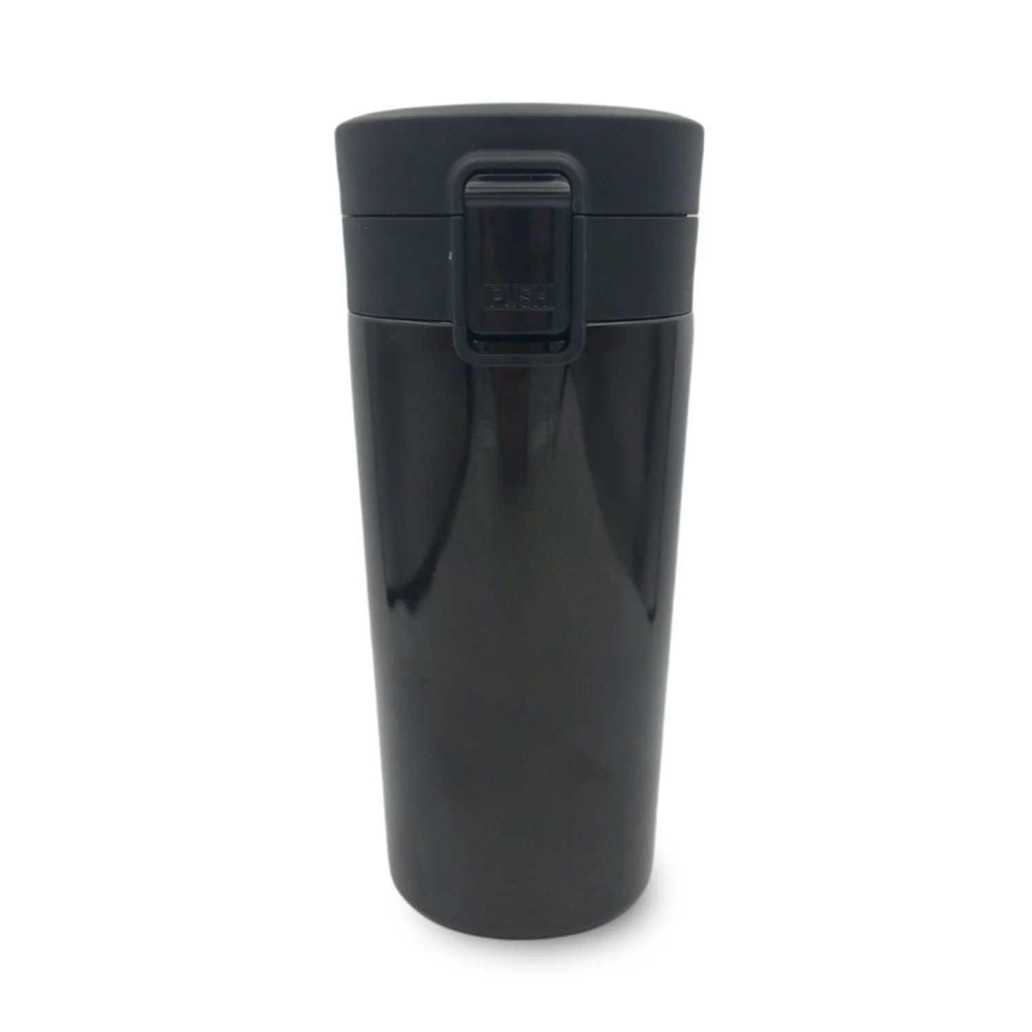 Tuş Mekanizmalı Parlak Siyah Çelik Termos 350 ml