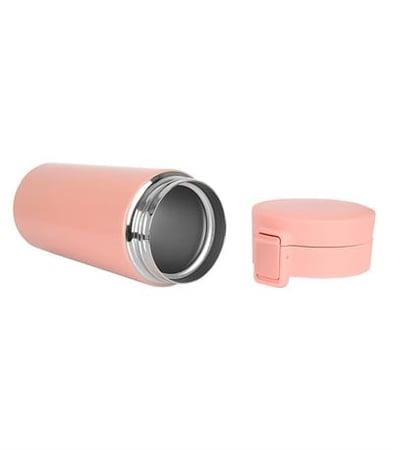 Tuş Mekanizmalı Pembe Çelik Termos 350 ml