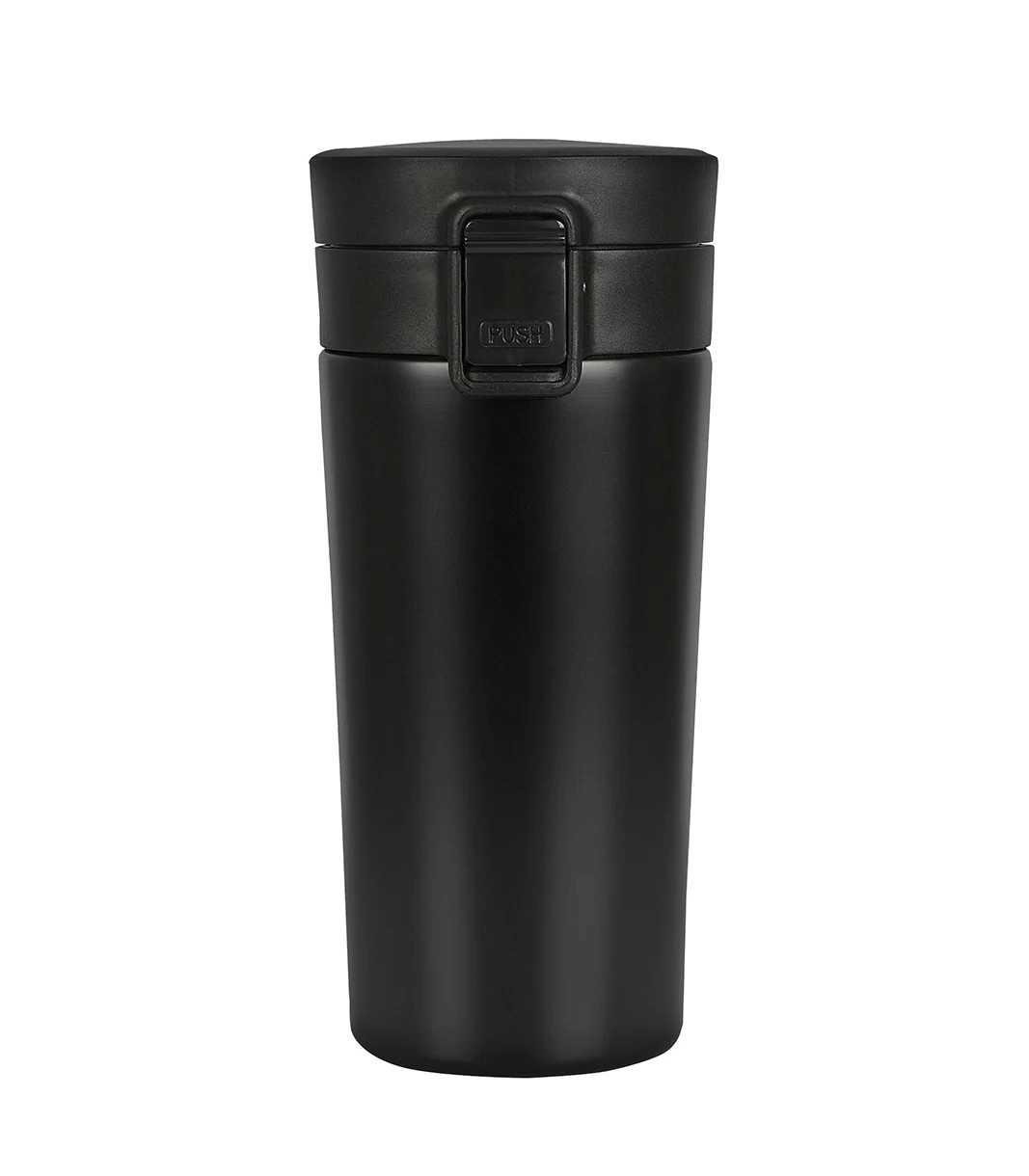 Tuş Mekanizmalı Siyah Çelik Termos 350 ml