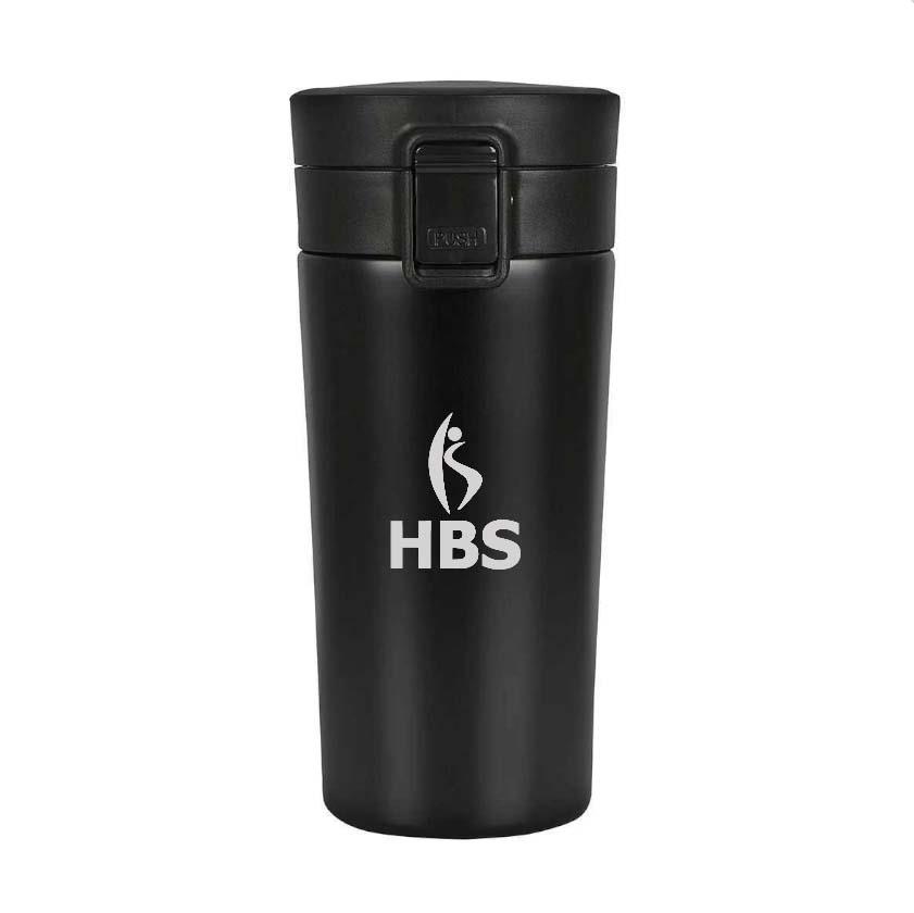 Tuş Mekanizmalı Siyah Çelik Termos 350 ml