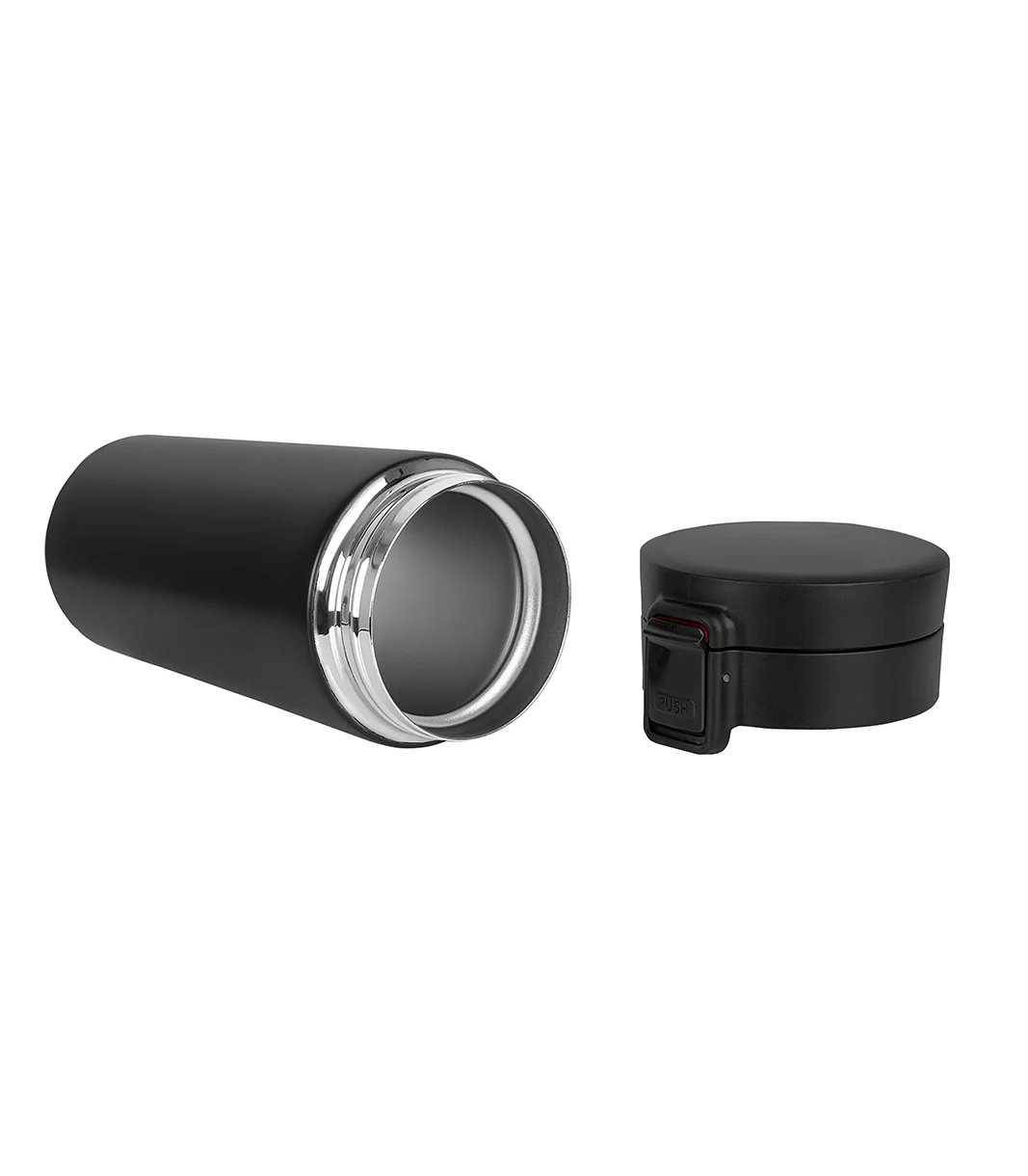 Tuş Mekanizmalı Siyah Çelik Termos 350 ml