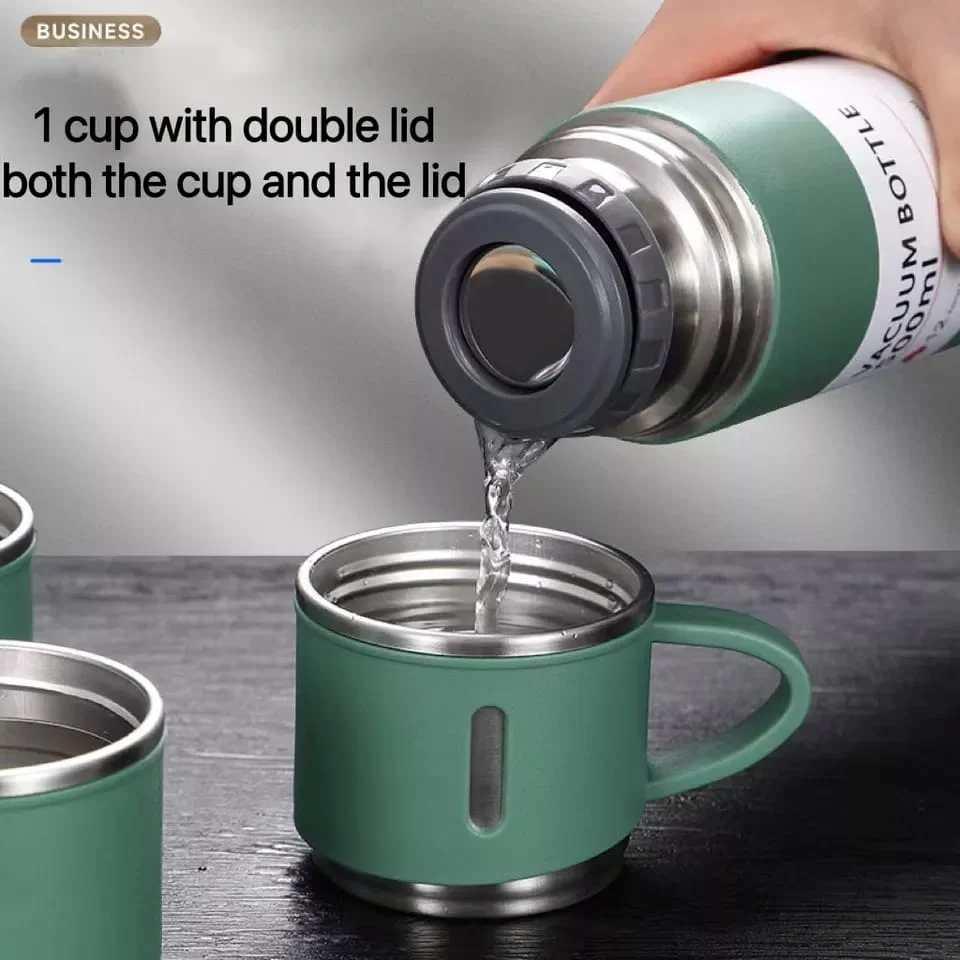 Yeşil 3'lü Çelik Termos Set 500 ml 