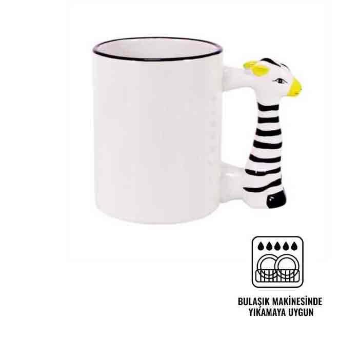 Zebra Figür Kulplu Seramik Kupa