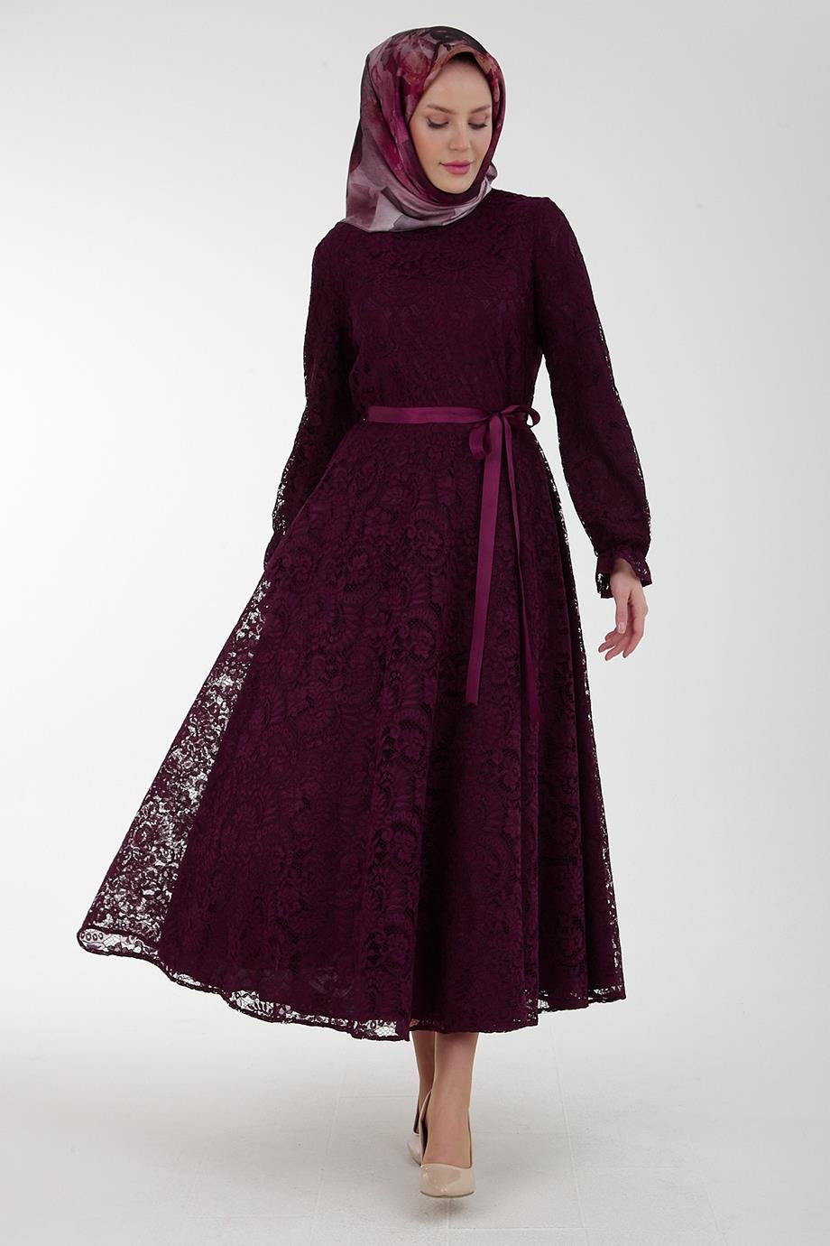 23YT926 Armine Trend Elbise-Viyolet