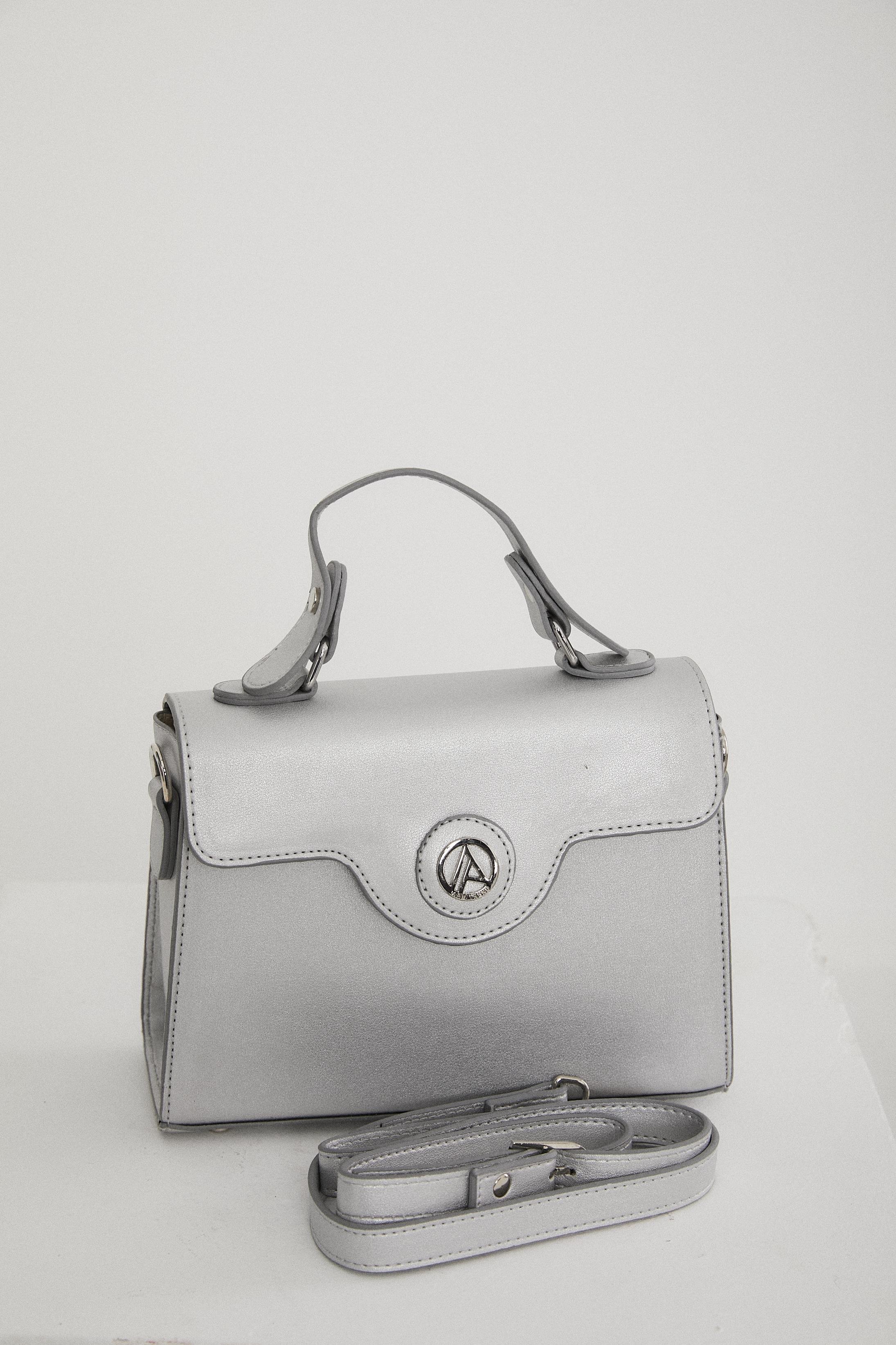 ARM CLUB Çıtçıtlı El ve Omuz Çantası-Gümüş ARM119