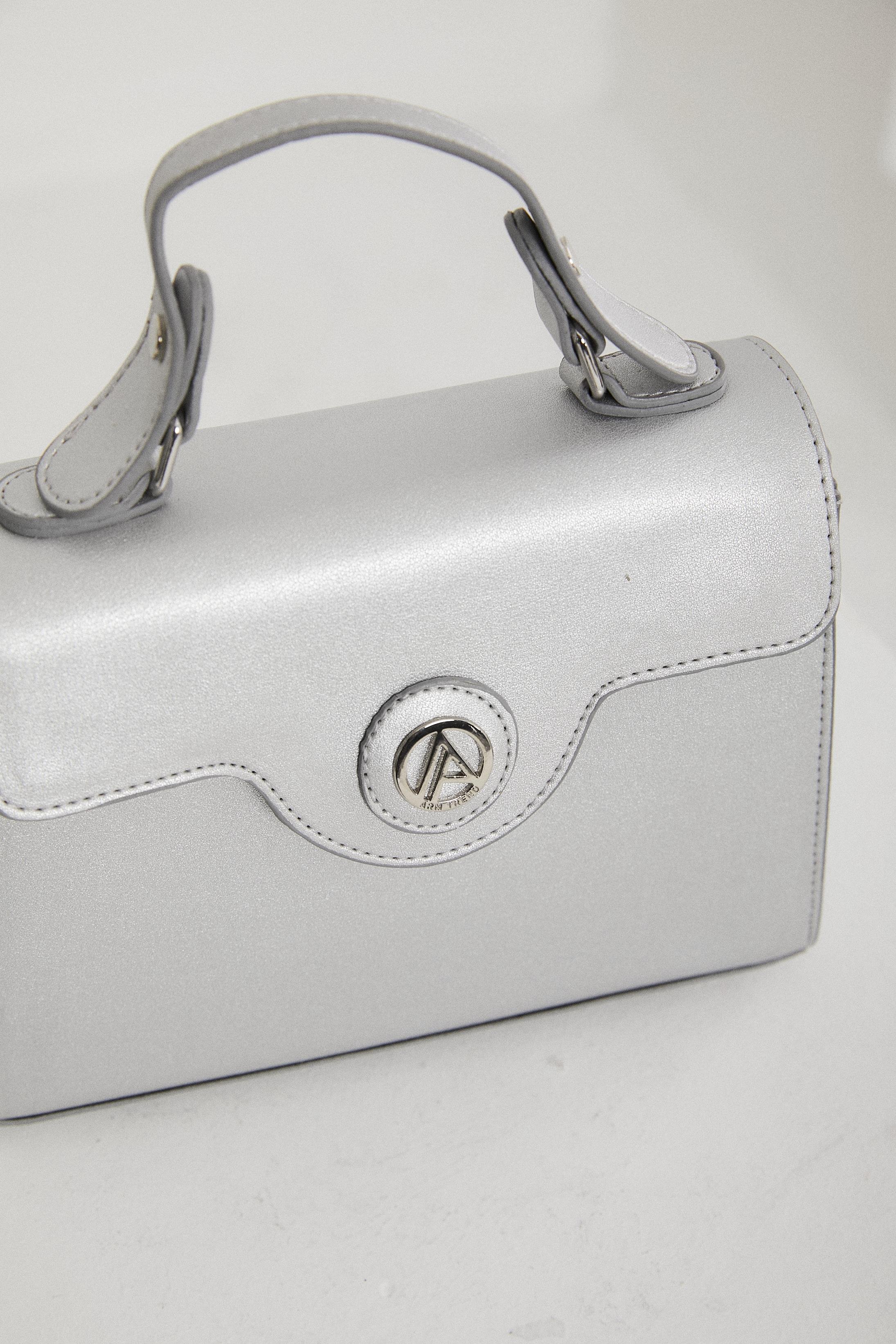 ARM CLUB Çıtçıtlı El ve Omuz Çantası-Gümüş ARM119