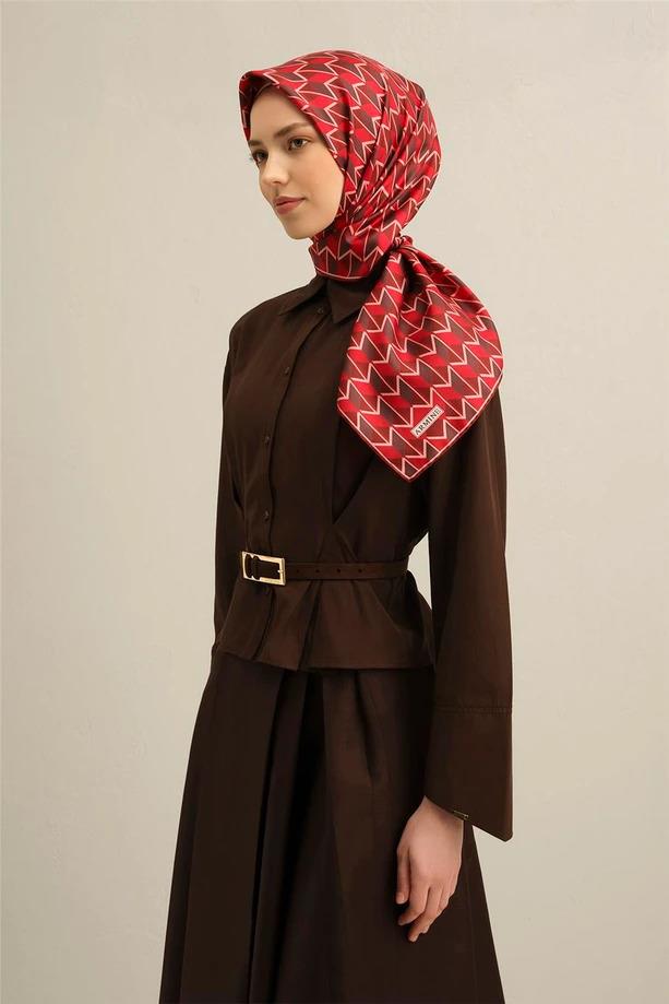 Armine Desenli Saf İpek Twill Eşarp 9309--85