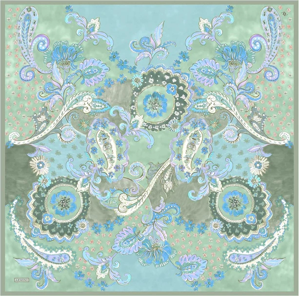 Armine Desenli Saf İpek Twill Eşarp 9338--56