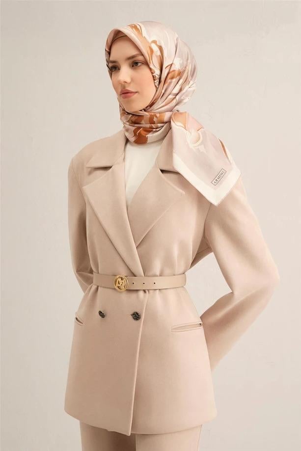 Armine Desenli Saf İpek Twill Eşarp 9318--33
