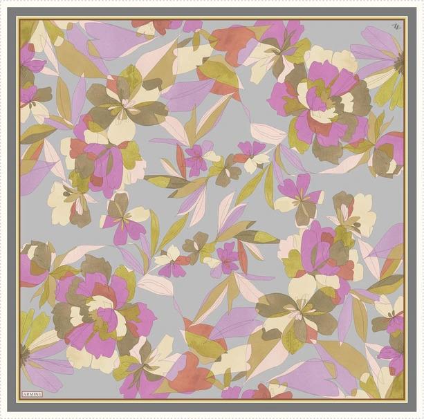 Armine Desenli Saf İpek Twill Eşarp 9312--33