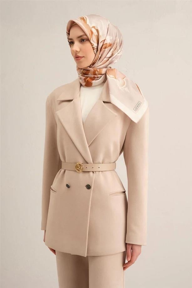 Armine Desenli Saf İpek Twill Eşarp 9318--33