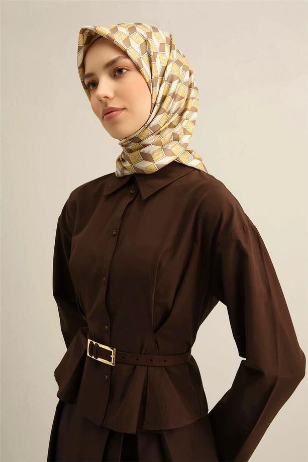 Armine Desenli Saf İpek Twill Eşarp 9309--33
