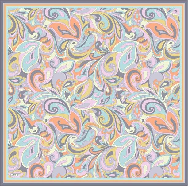 Armine Desenli Saf İpek Twill Eşarp 9323--81