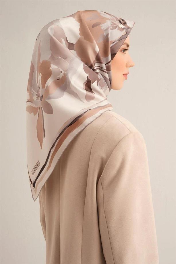 Armine Desenli Saf İpek Twill Eşarp 9340--86
