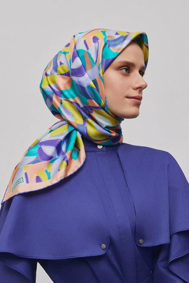 Armine Desenli Saf İpek Twill Eşarp 9329--05