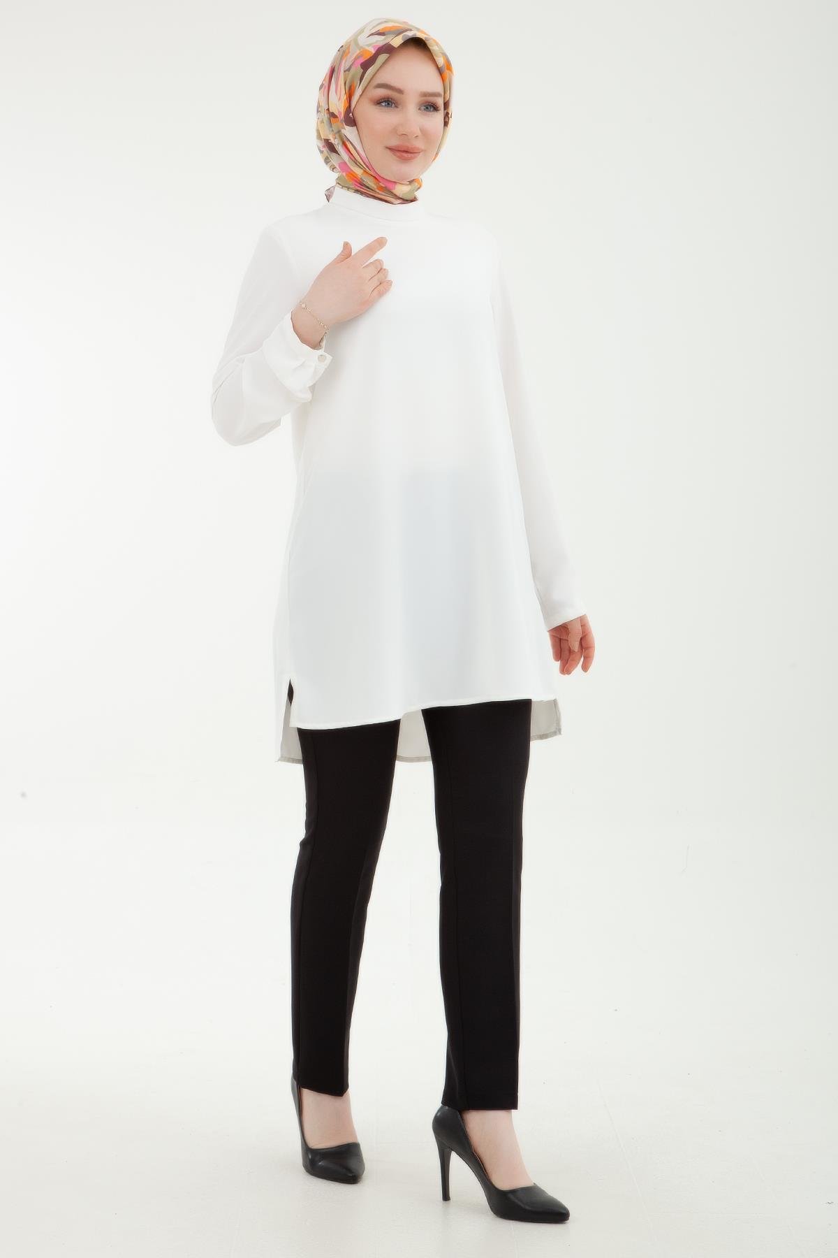 ARMİNE TREND Beli Kemerli Kumaş Pantolon Siyah 23KTD201