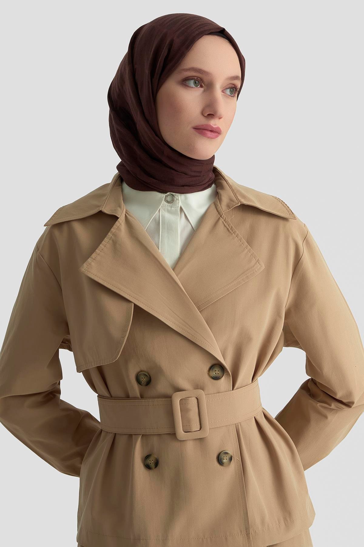 ARMİNE TREND Etekli Trençkot Takım Bej 25YT619