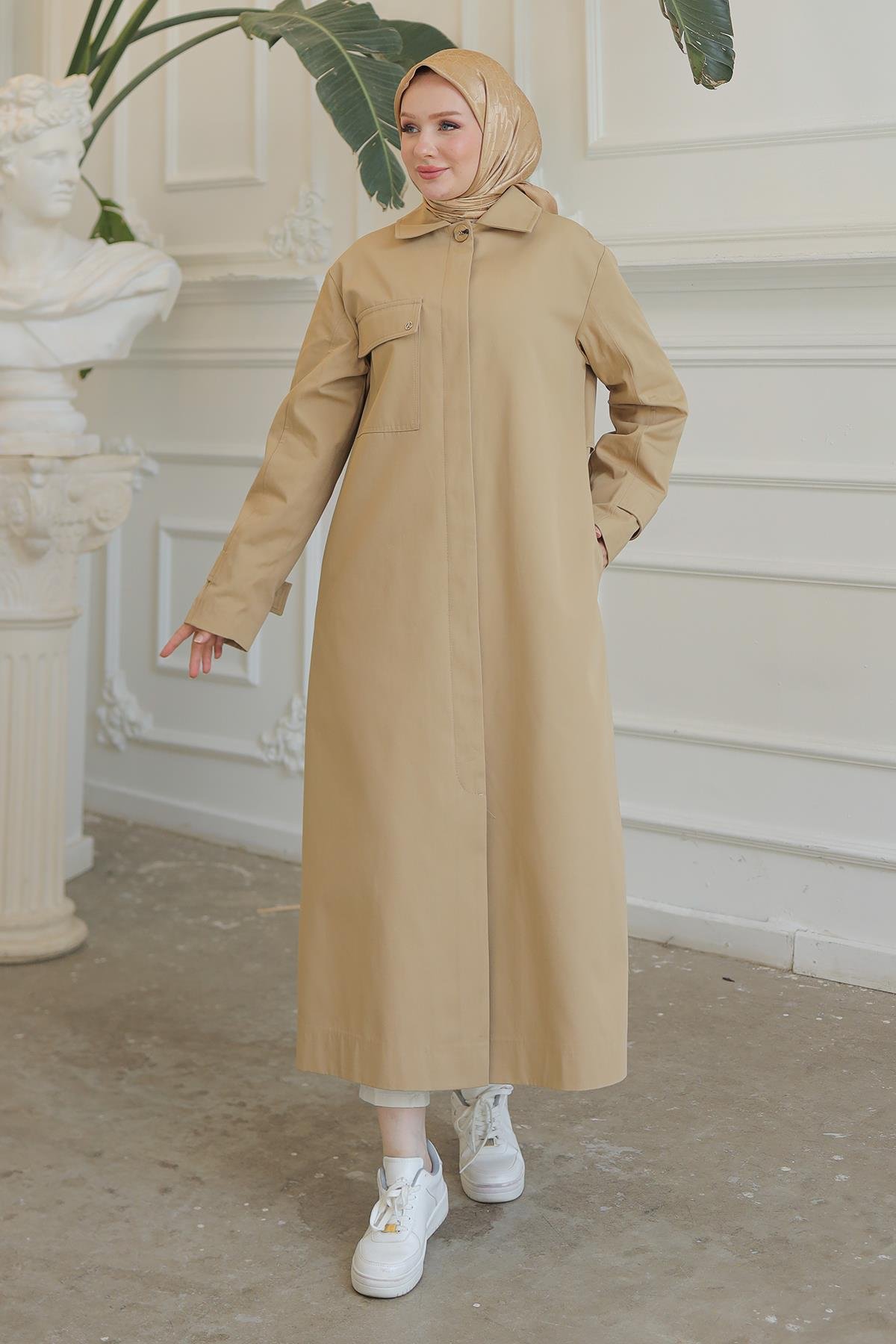 ARMİNE TREND Gizli Fermuarlı Cepli Kap Camel 24KT813