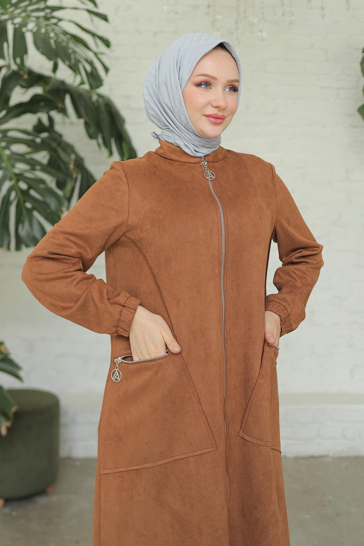 ARMİNE TREND Kapüşonlu Yandan Cepli Giy Çık Taba 24KT804
