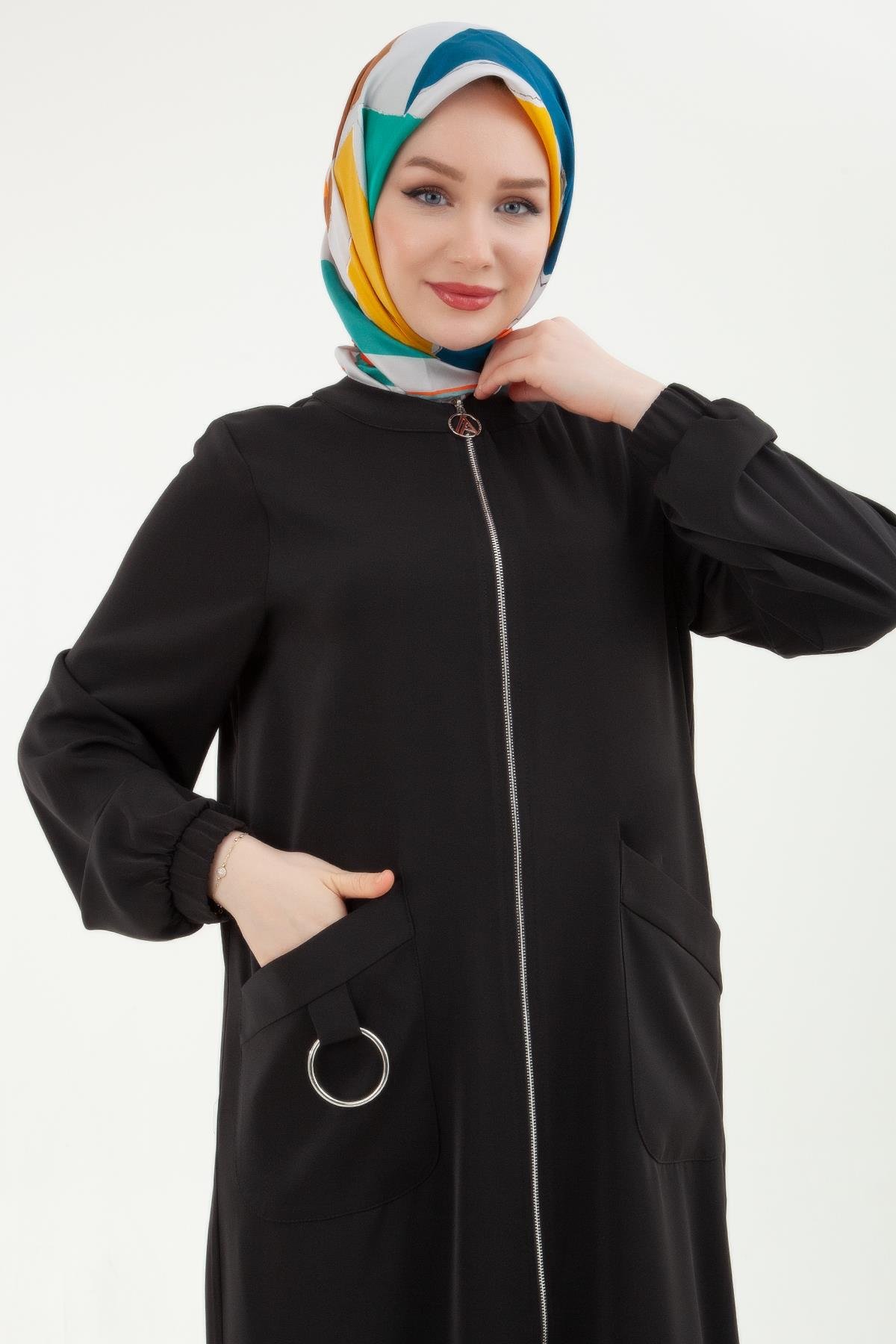 ARMİNE TREND Kolları Lastikli Cepli Fermuarlı Giy Çık Siyah 24YT546