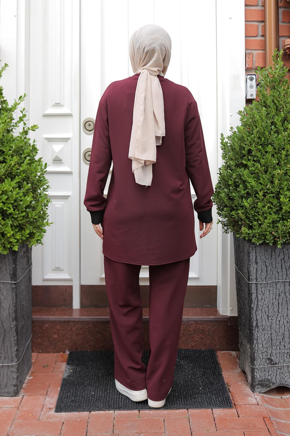 ARMİNE TREND Pantolonlu İkili Takım-Bordo 24KT680