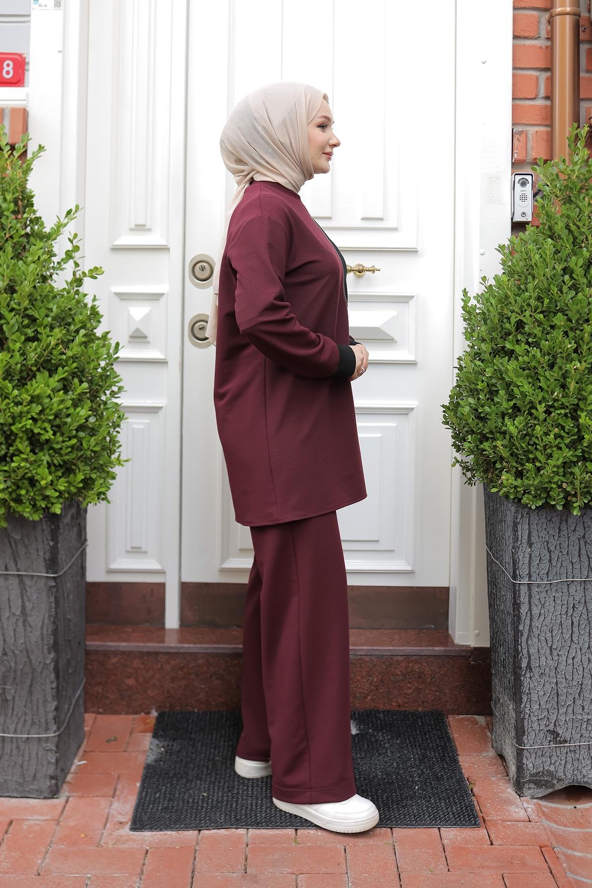 ARMİNE TREND Pantolonlu İkili Takım-Bordo 24KT680