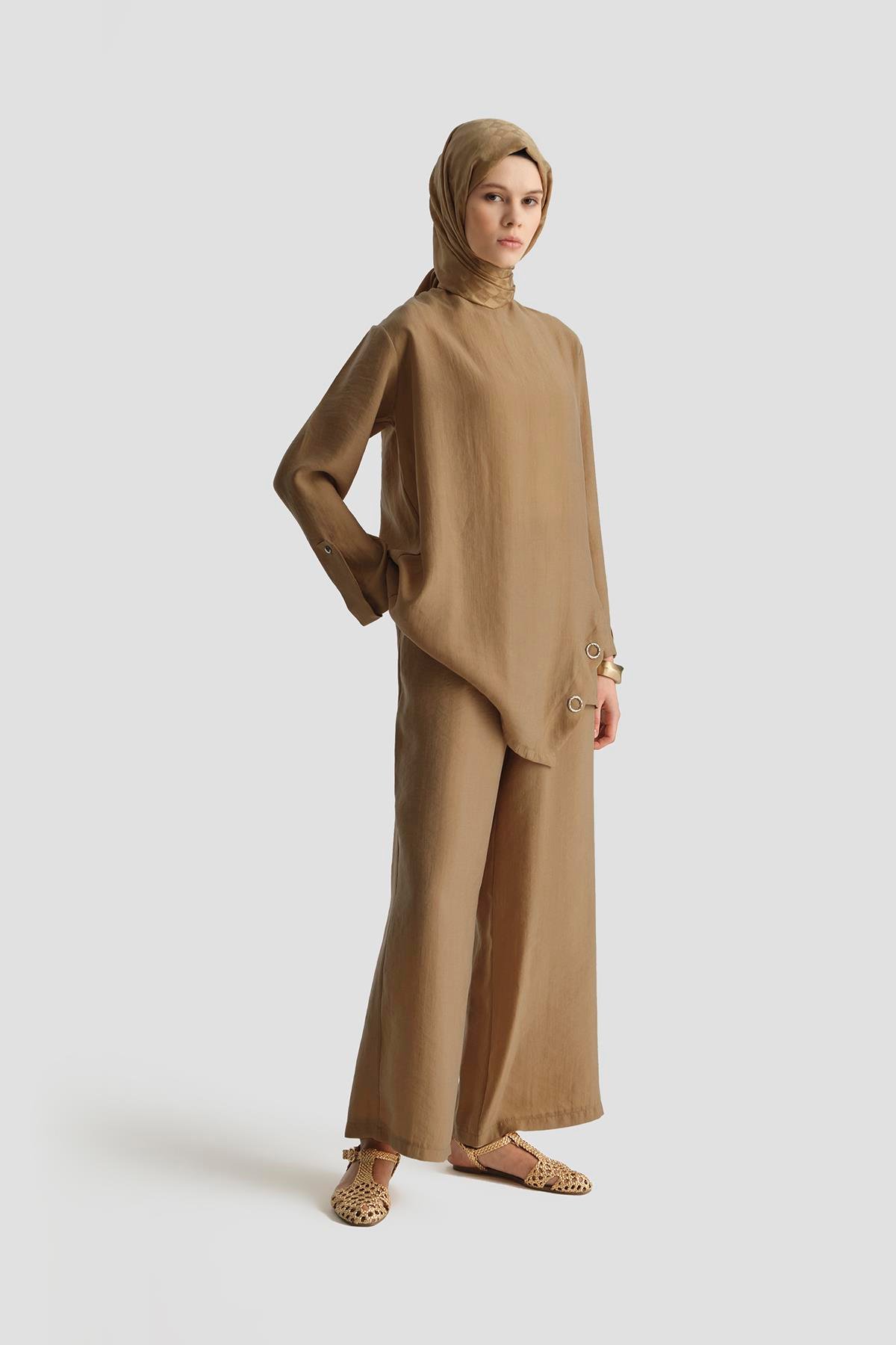 ARMİNE TREND Salaş Kesim Pantolonlu İkili Takım-Camel 25YT6140