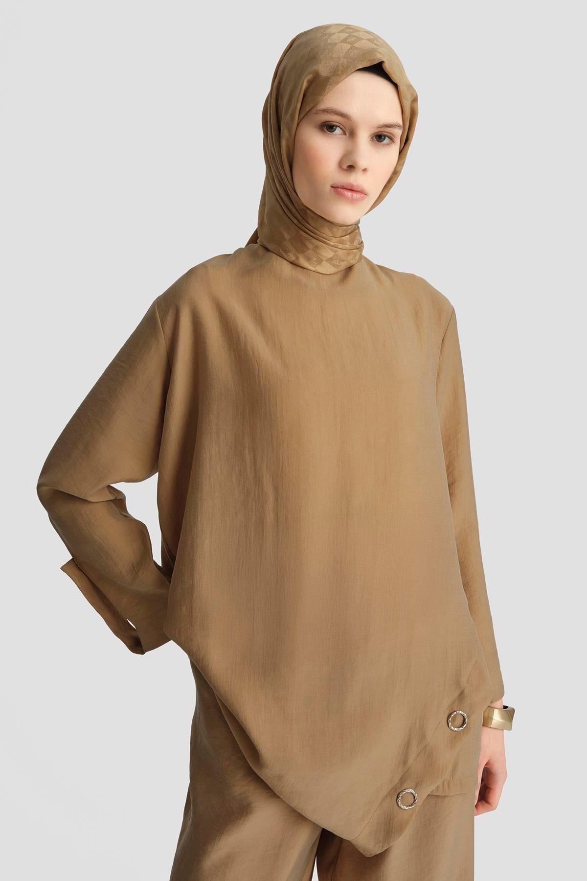 ARMİNE TREND Salaş Kesim Pantolonlu İkili Takım-Camel 25YT6140