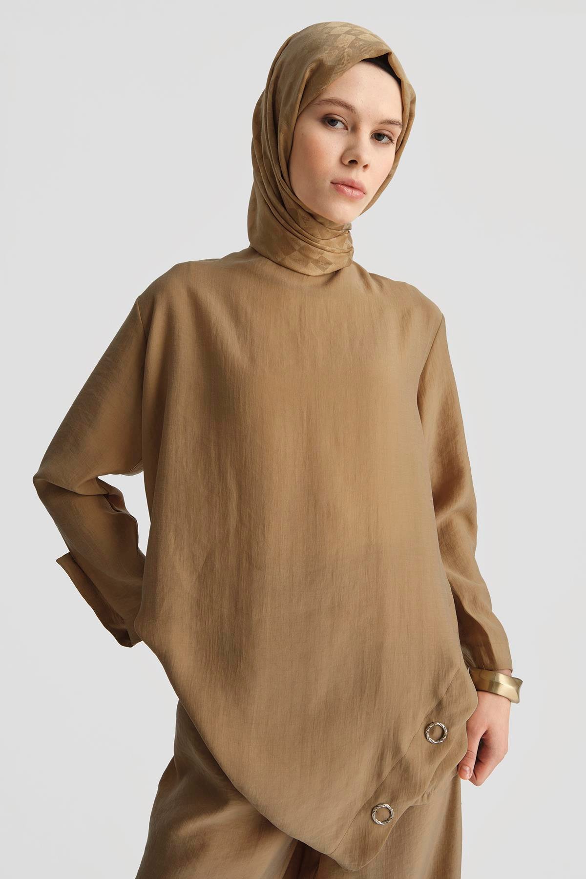 ARMİNE TREND Salaş Kesim Pantolonlu İkili Takım-Camel 25YT6140