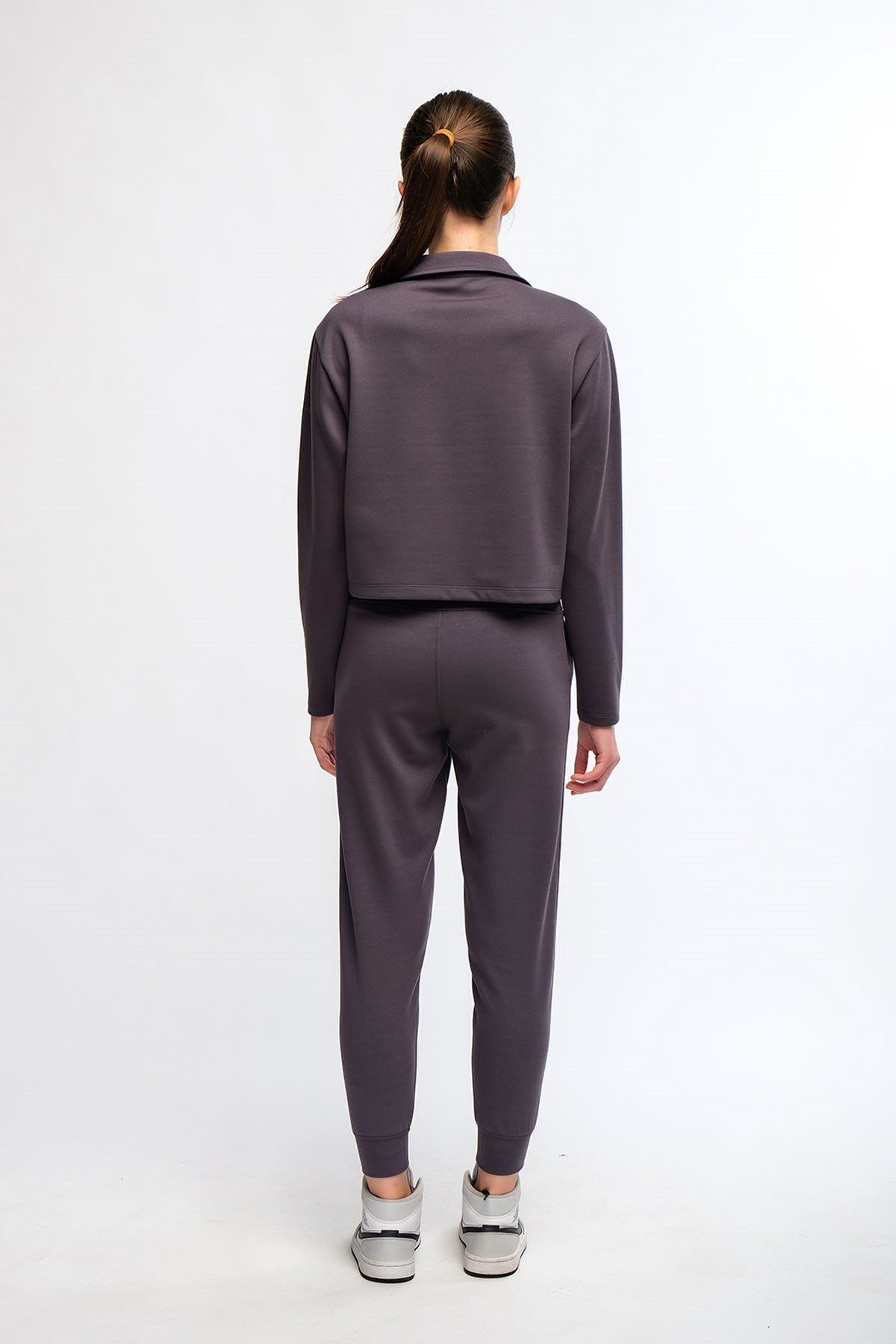 Antrasit Kadın Yaka Detaylı Sweatshirt - More