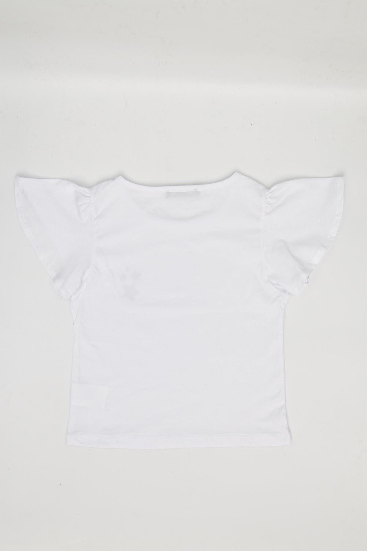 Kız Çocuk Fırfırlı Tshirt Beyaz - Peri