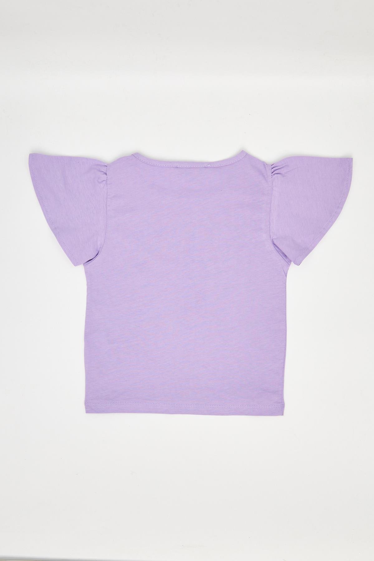 Kız Çocuk Fırfırlı Tshirt Mor - Peri