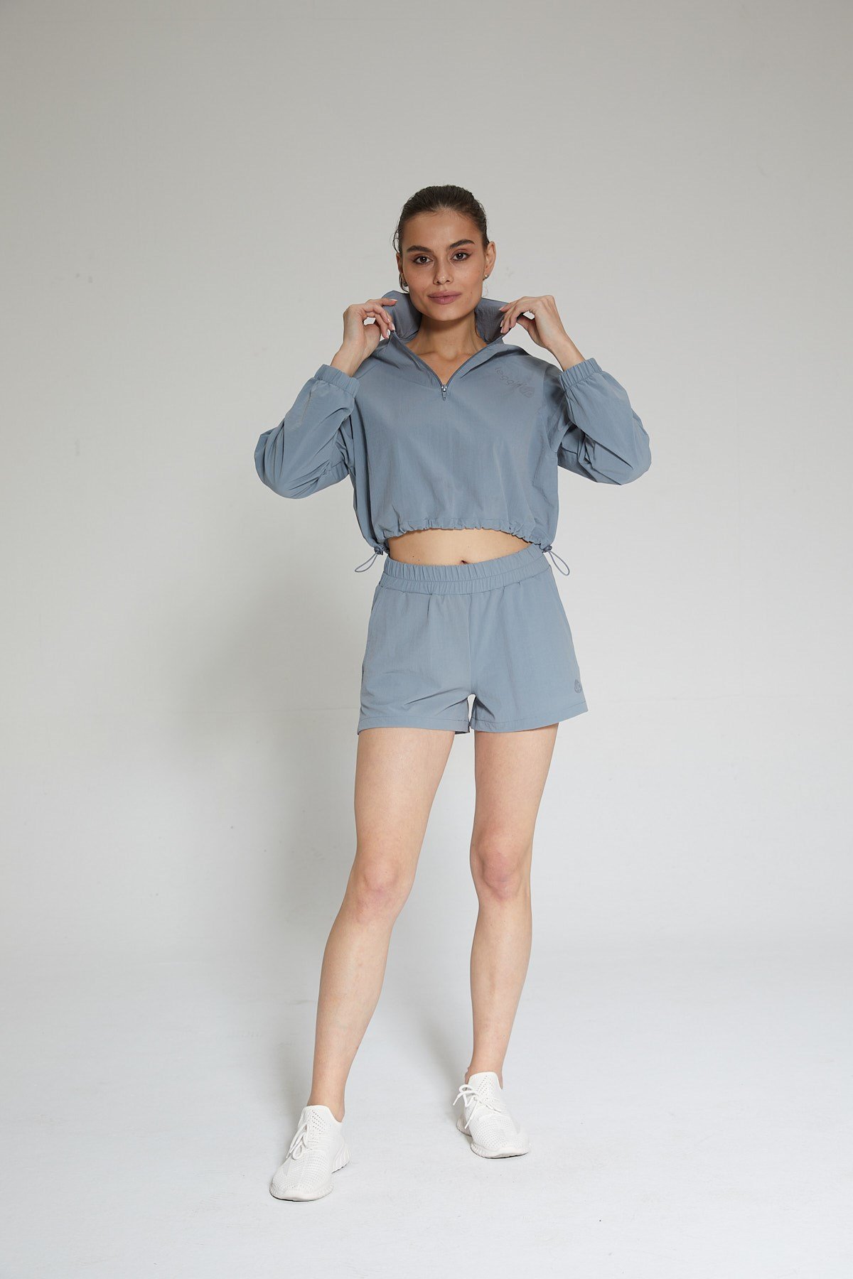 Mavi Kadın Dik Yaka Crop Sweatshirt - Regla