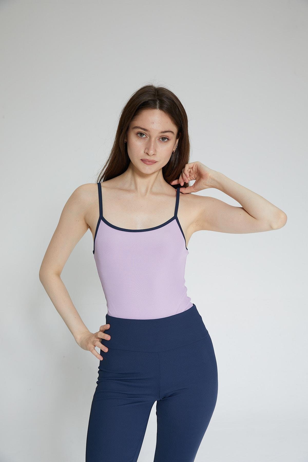 Mor Kadın Yazlık Kolsuz Fitilli Askılı Bodysuit - Vore