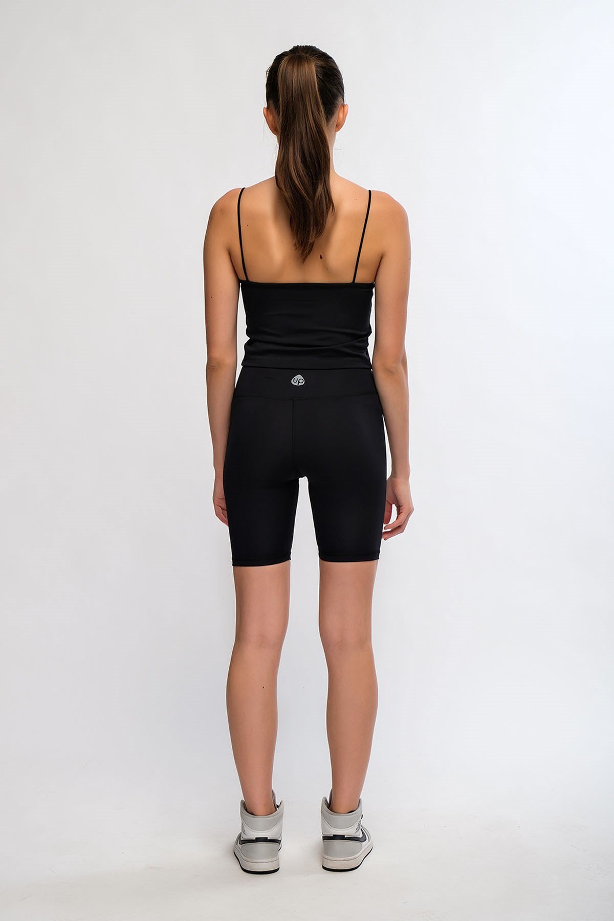 Siyah Kadın Soft Touch Biker Kısa Tayt - Pageda