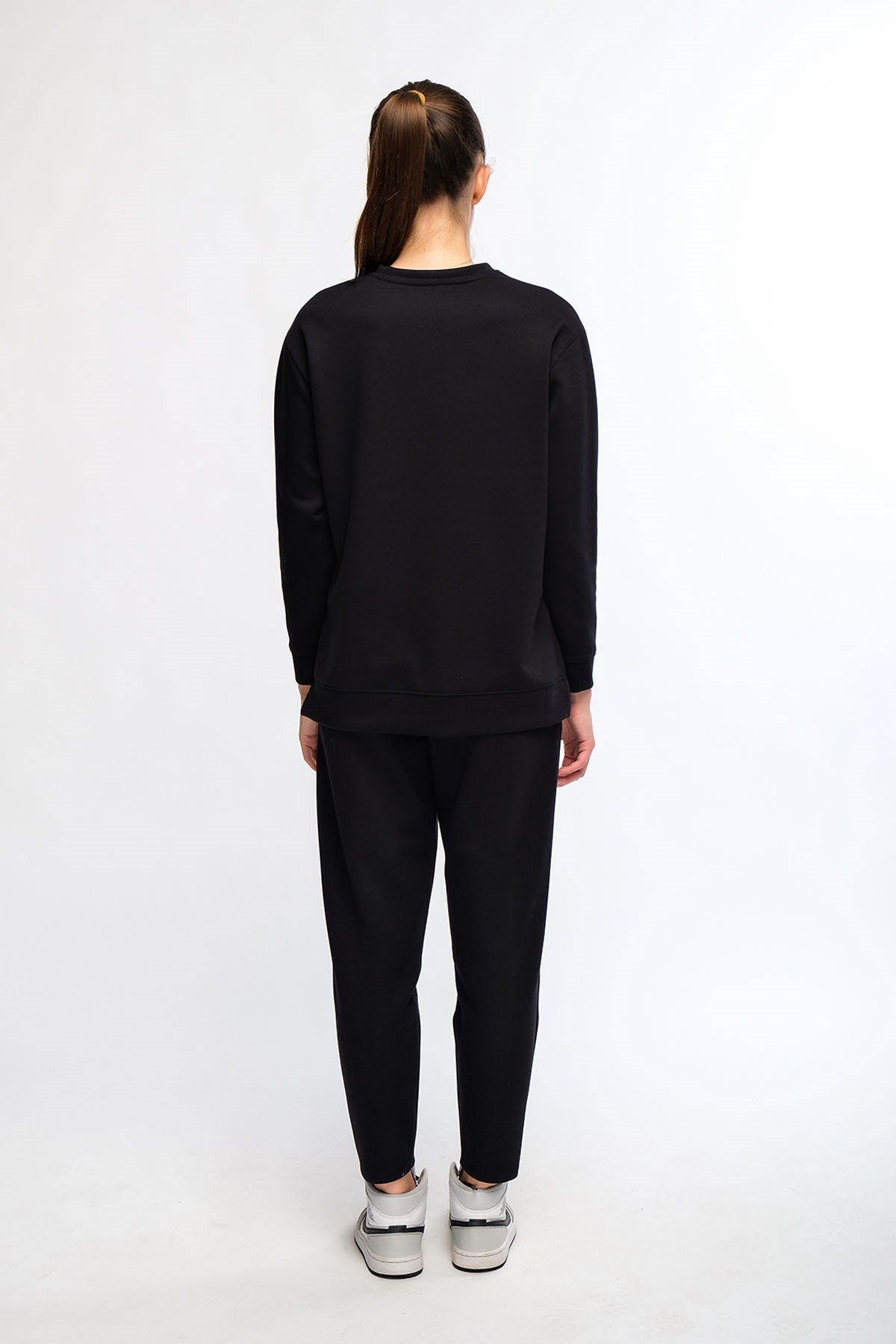 Siyah Kadın Yırtmaç Detaylı Sweatshirt - Frey