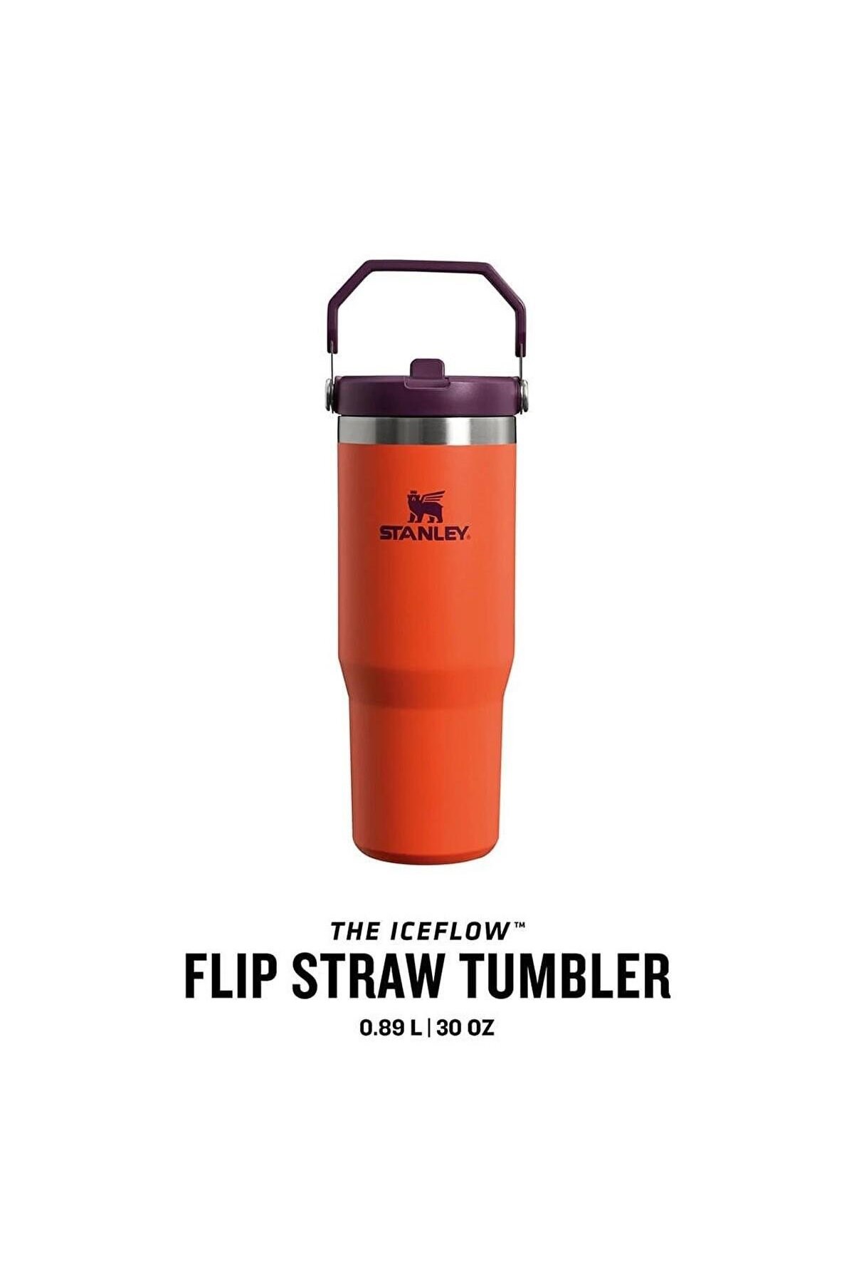 Iceflow™ Flip Straw Tumbler Pipetli Termos | 0.89L Turuncu