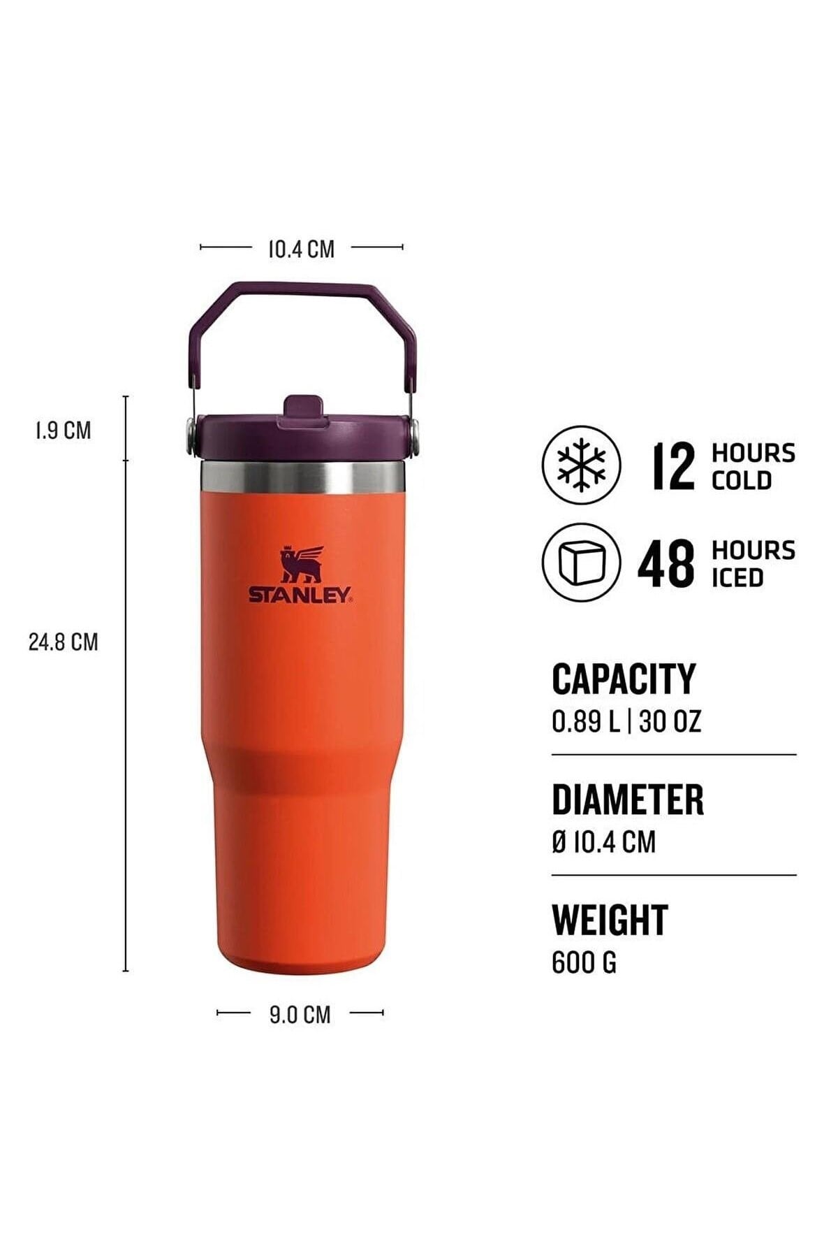 Iceflow™ Flip Straw Tumbler Pipetli Termos | 0.89L Turuncu
