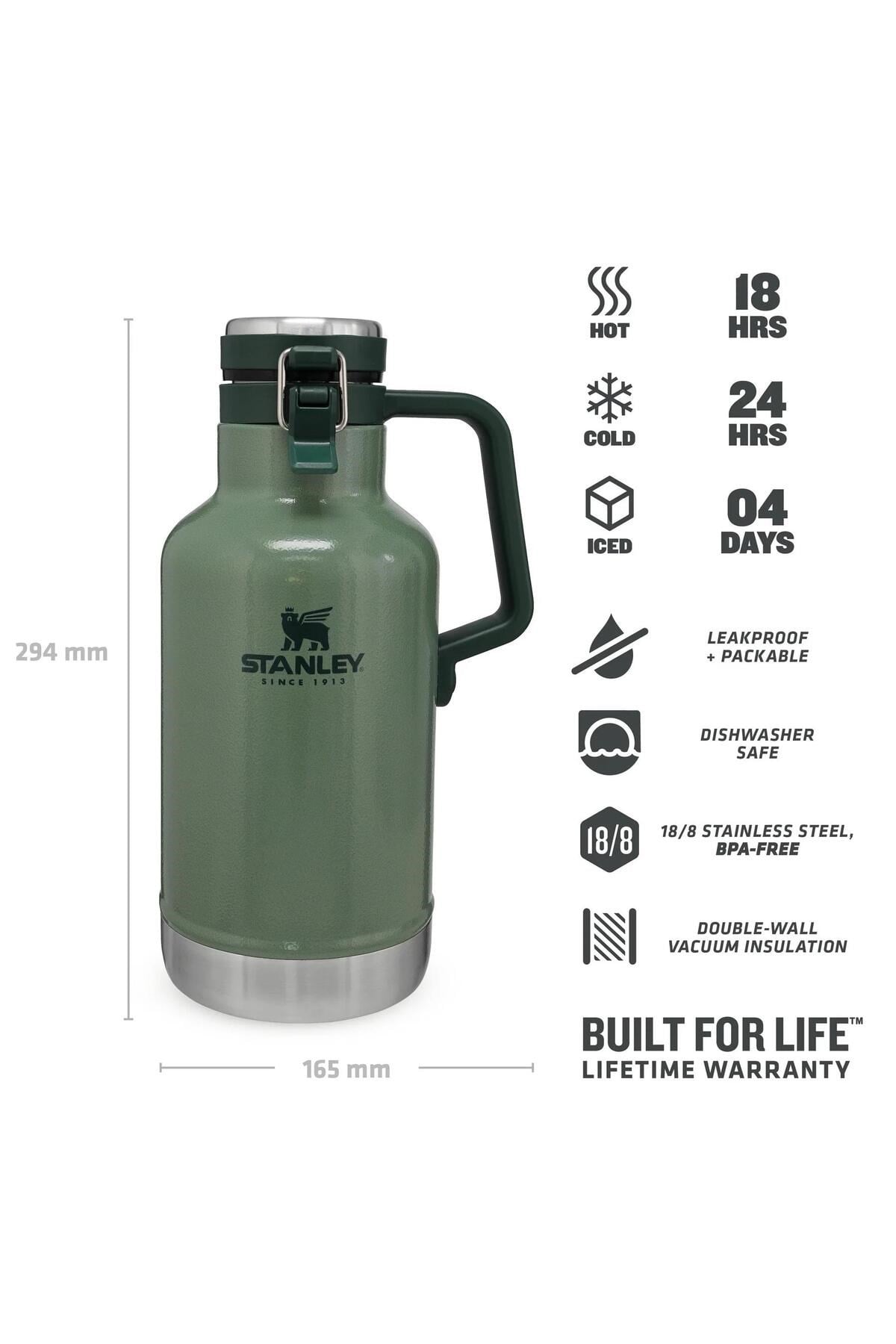 Klasik Kolay Dökülebilen Termos Şişe | 1.9L Yeşil