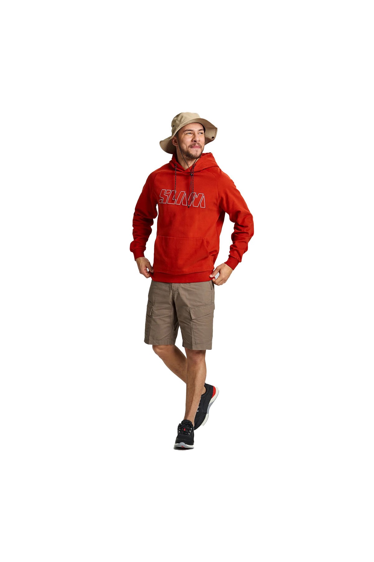 Logo Hoodie Erkek Bej Sweatshirt