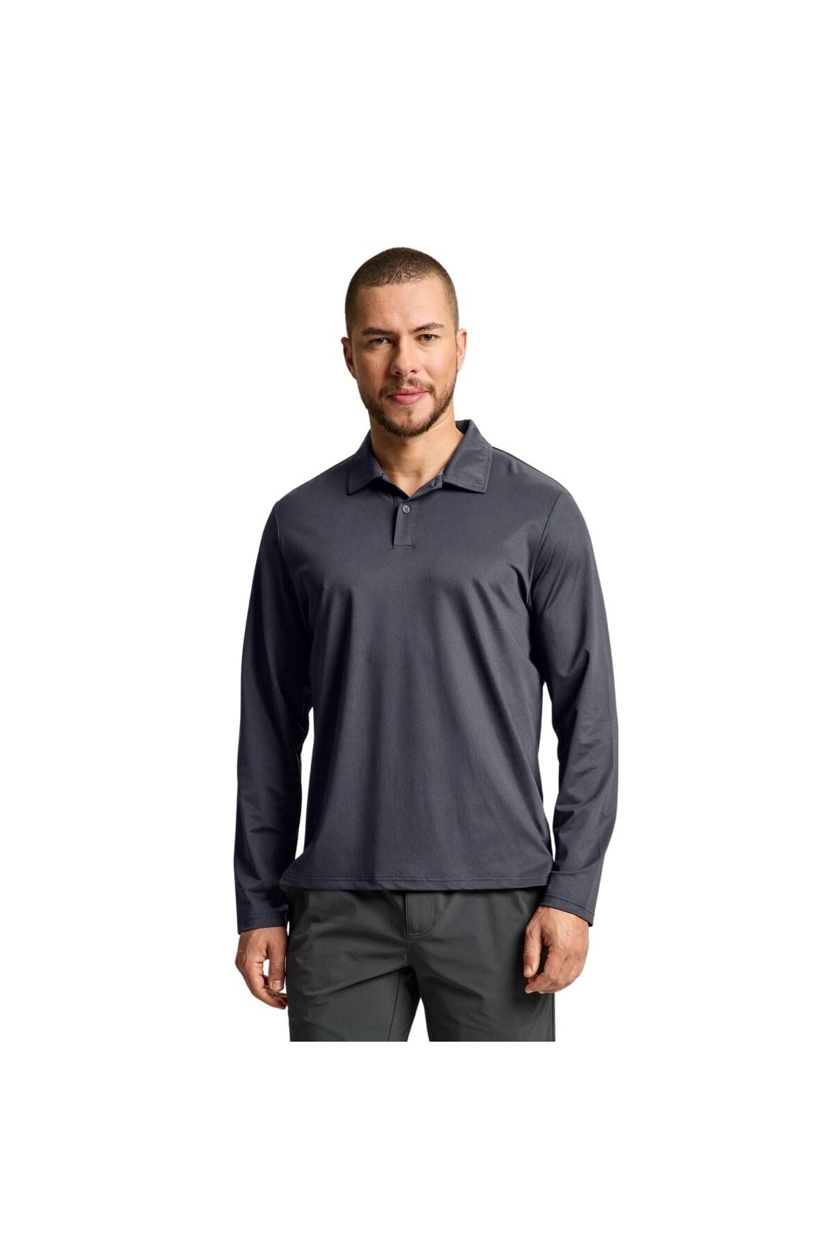 Tech Pique Polo Ls Erkek Gri Tişört ERKEK T-SHIRT A108005S01