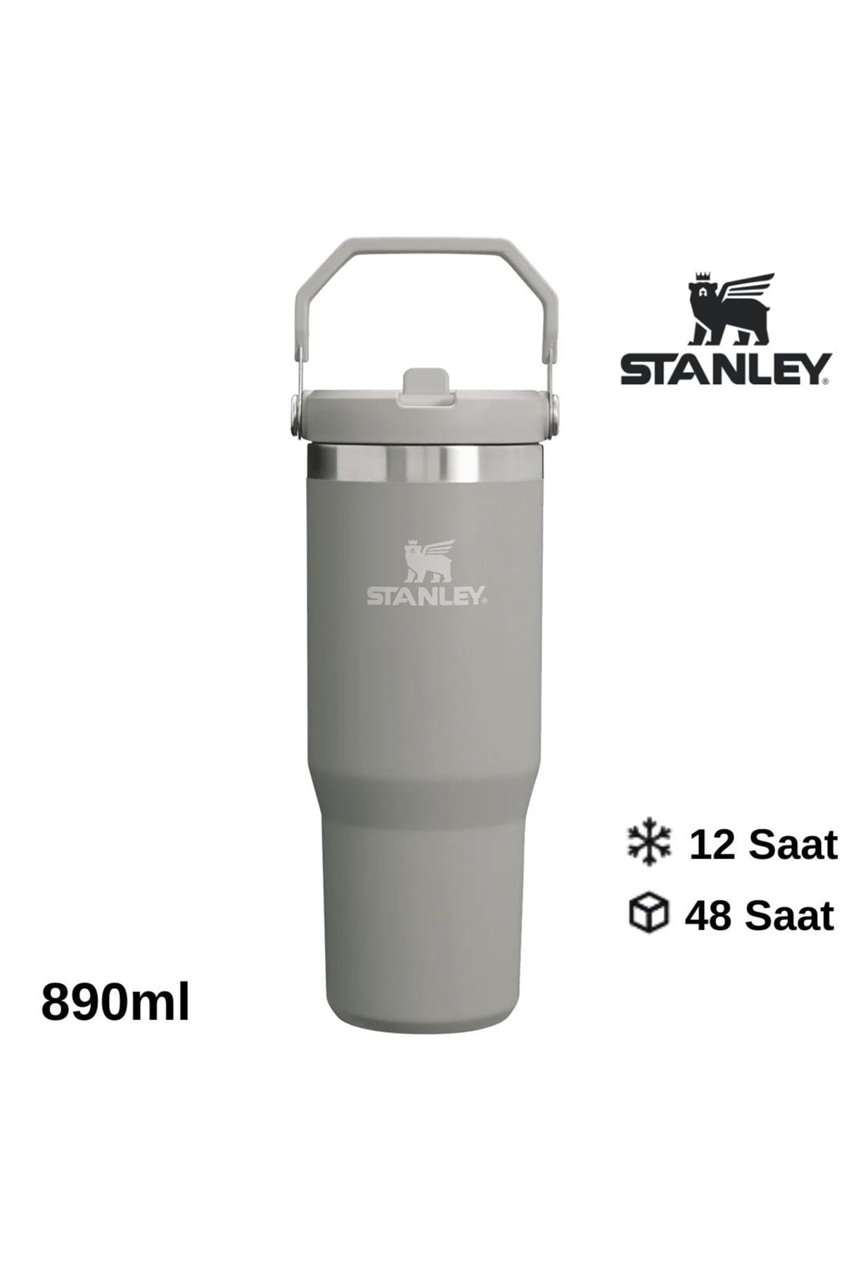 The IceFlow Flip Straw Pipetli Termos Bardak 0.89 LT Matara FÜME