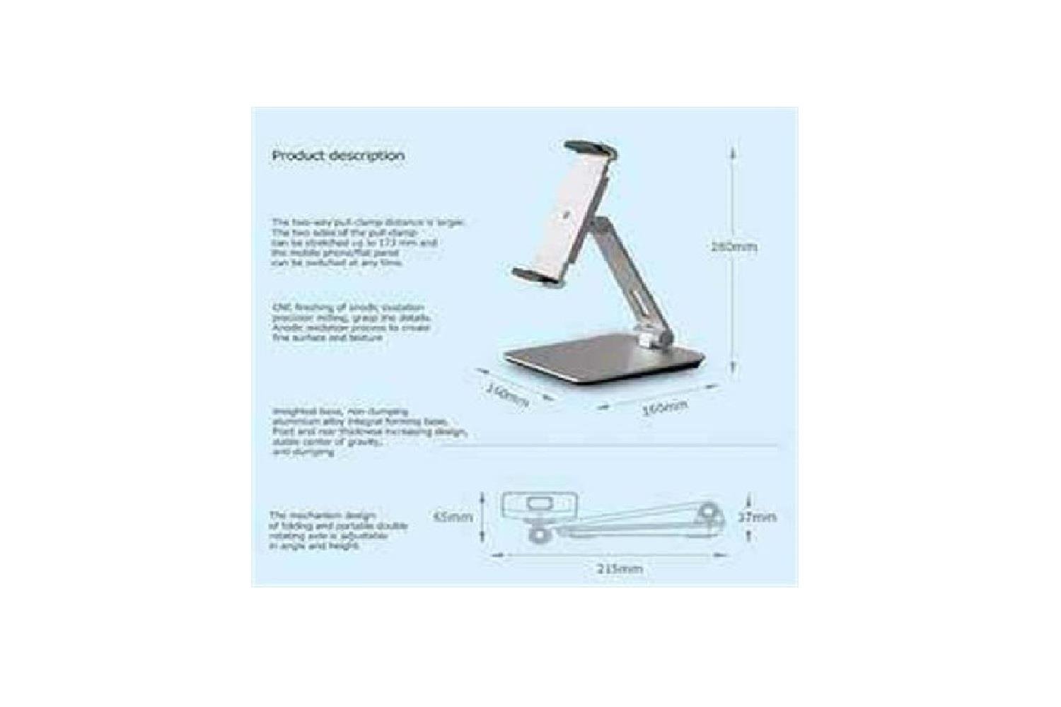 Ayarlanabilir Gri Telefon ve Tablet Standı 4.7 ~ 12.9 inç