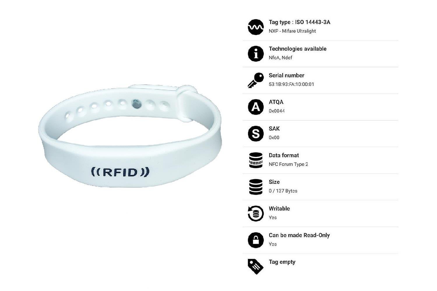 NFC / HF RFID Bileklik beyaz HR002